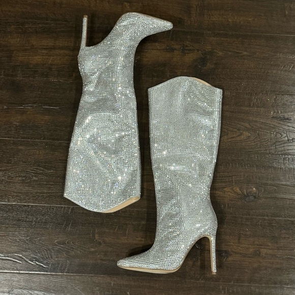 Steve Madden Violetta Glass Rhinestone Tall Pull-On Boots Size 8.5 Women - Picture 3 of 11